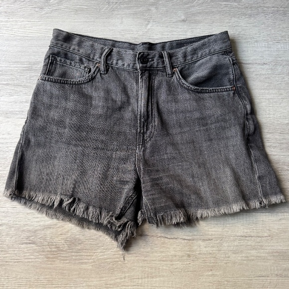 ALLSAINTS Yanni Denim Shorts Gray W27 Raw Hem Distressed - Picture 8 of 16